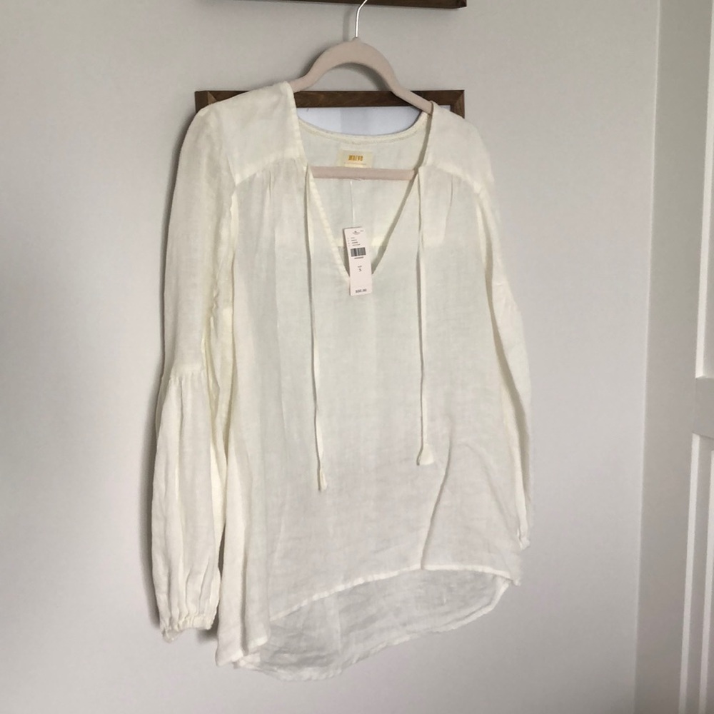 Anthropologie ivory linen top